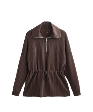 LONG STRIPED SWEATSHIRT WITH ADJUSTABLE WAIST AND SOFT-TOUCH MODAL- Заказать в России