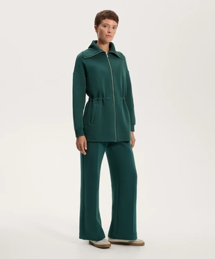 LONG JACKET WITH ADJUSTABLE WAIST, RIB COLLAR IN A COTTON BLEND- Заказать в России