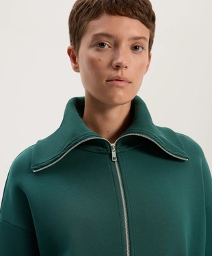 LONG JACKET WITH ADJUSTABLE WAIST, RIB COLLAR IN A COTTON BLEND- Заказать в России