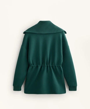 LONG JACKET WITH ADJUSTABLE WAIST, RIB COLLAR IN A COTTON BLEND- Заказать в России