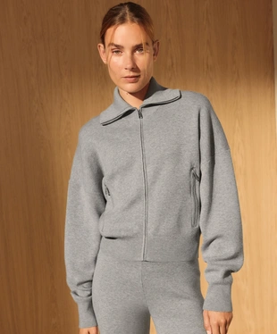 HIGH NECK KNIT JACKET WITH POCKETS- Заказать в России
