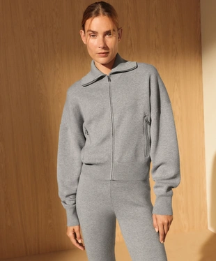 HIGH NECK KNIT JACKET WITH POCKETS- Заказать в России