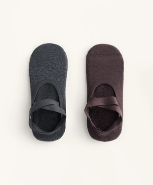 2 PAIRS OF YOGA AND PILATES COTTON BLEND SOCKS WITH CROSSED STRAPS AND CUSHIONING- Заказать в России