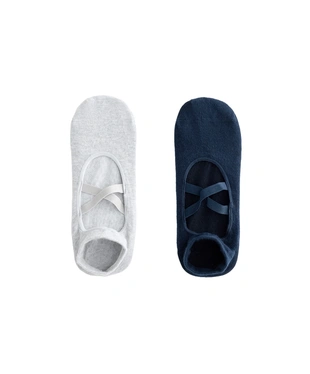 2 PAIRS OF COTTON BLEND YOGA AND PILATES SOCKS WITH CROSSOVER STRAPS- Заказать в России