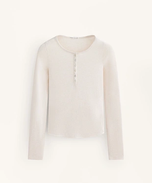 LONG-SLEEVE BUTTON RIB T-SHIRT WITH COTTON AND MODAL- Заказать в России