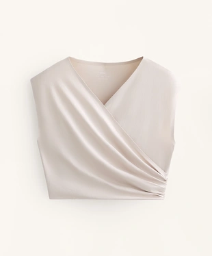 COTTON BLEND CROSSOVER CROP TOP- Заказать в России