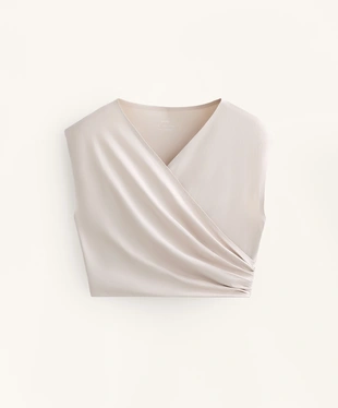 COTTON BLEND CROSSOVER CROP TOP- Заказать в России