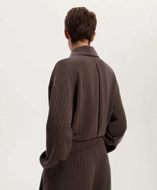 BOXY STRIPED JACKET WITH BACK PLEAT AND SOFT-TOUCH MODAL- Заказать в России