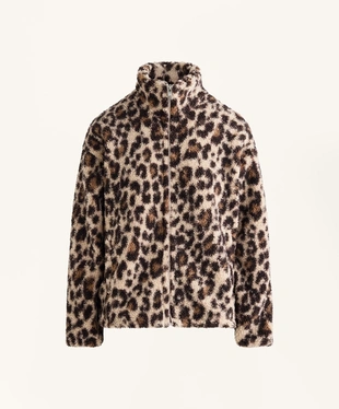 ANIMAL PRINT FAUX-SHEARLING JACKET- Заказать в России