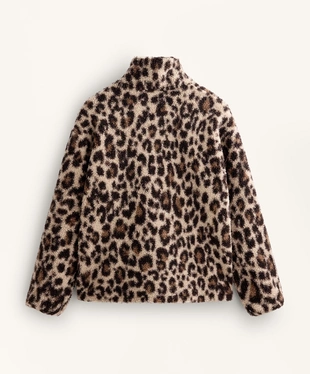 ANIMAL PRINT FAUX-SHEARLING JACKET- Заказать в России
