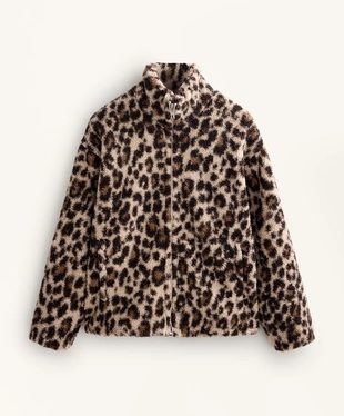 ANIMAL PRINT FAUX-SHEARLING JACKET- Заказать в России