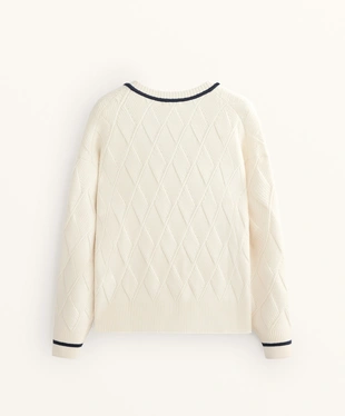 V-NECK KNIT JUMPER WITH DIAMOND EFFECT- Заказать в России
