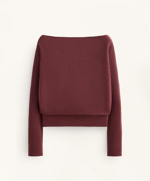OFF-THE-SHOULDER RIB KNIT JUMPER- Заказать в России