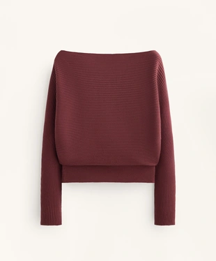 OFF-THE-SHOULDER RIB KNIT JUMPER- Заказать в России