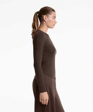 LONG SLEEVE RIB T-SHIRT WITH COTTON AND MODAL- Заказать в России