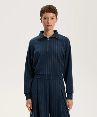 STRIPED HALF-ZIP SWEATSHIRT WITH SOFT-TOUCH MODAL- Заказать в России