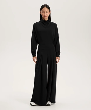SOFT-TOUCH MODAL DRAPED HIGH-NECK SWEATSHIRT- Заказать в России