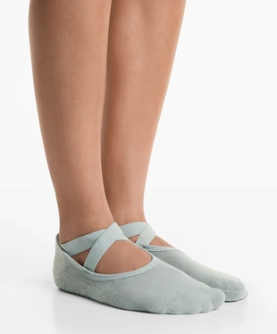 2 PAIRS OF COTTON BLEND YOGA AND PILATES SOCKS WITH CROSSOVER STRAPS AND PADDING- Заказать в России