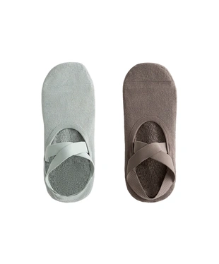 2 PAIRS OF COTTON BLEND YOGA AND PILATES SOCKS WITH CROSSOVER STRAPS AND PADDING- Заказать в России