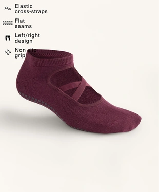 2 PAIRS OF COTTON BLEND YOGA AND PILATES SOCKS WITH CROSSOVER STRAPS- Заказать в России