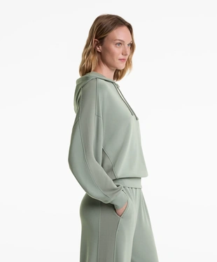 BOXY RIB DETAIL HOODIE IN SOFT MODAL- Заказать в России
