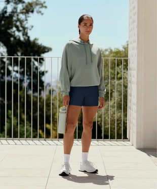 BOXY RIB DETAIL HOODIE IN SOFT MODAL- Заказать в России
