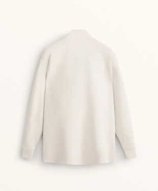LONG SOFT-TOUCH STRIPED HIGH-NECK JACKET WITH MODAL- Заказать в России