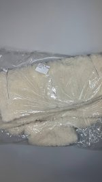 Oysho Пальто с косым трикотажем и искусственным мехом ECRU | 3990/757/712