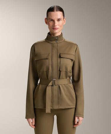 Куртка с эффектом неопрена и поясом- Заказать в России