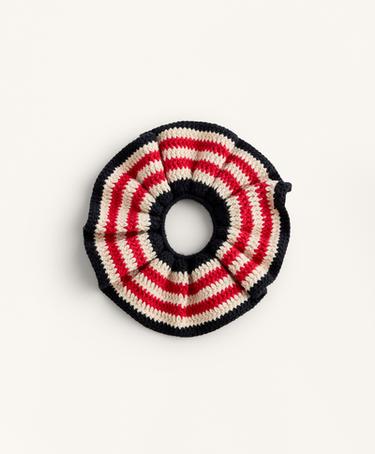 1 вязаная резинка для волос в полоску- Заказать в России