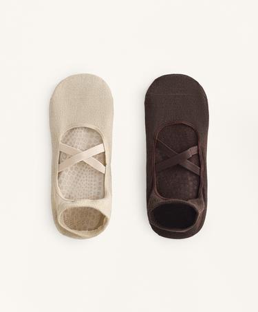 OYSHO 2 пары носков для йоги и пилатеса из хлопкового смесового материала с перекрестными ремешками