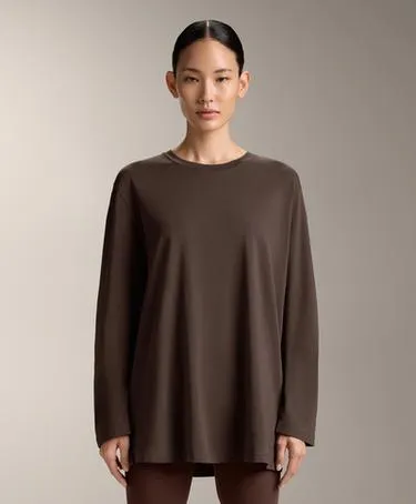 OVERSIZE COTTON BLEND LONG-SLEEVE T-SHIRT