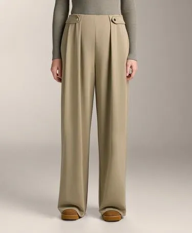 Широкие брюки со складками на талии из мягкой ткани с модалом- Заказать в России