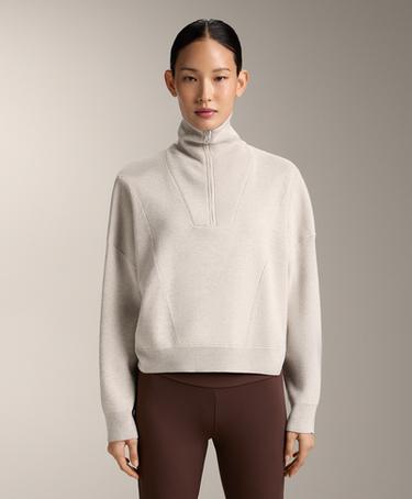 Трикотажный свитер с высоким воротником и деталями из ребристого трикотажа- Заказать в России