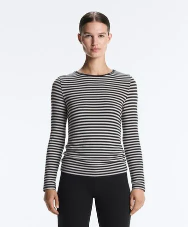 Футболка с длинным рукавом в полоску, облегающий крой- Заказать в России
