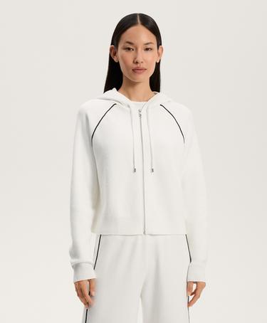 OYSHO Вязаный кардиган с капюшоном и контрастным кантом