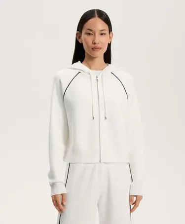 Вязаный кардиган с капюшоном и контрастным кантом- Заказать в России