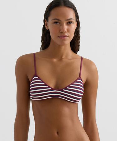 OYSHO Топ бикини с треугольными чашками из рельефной ткани в полоску