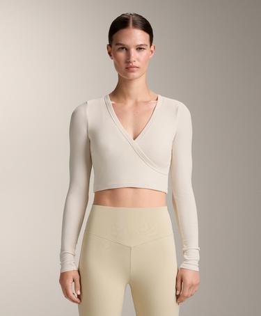 OYSHO TANK TOP с длинным рукавом, перекрестный, RIB, модал