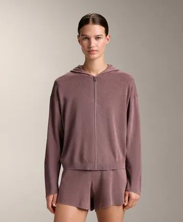 Куртка из вязаного трикотажа в рубчик с капюшоном- Заказать в России