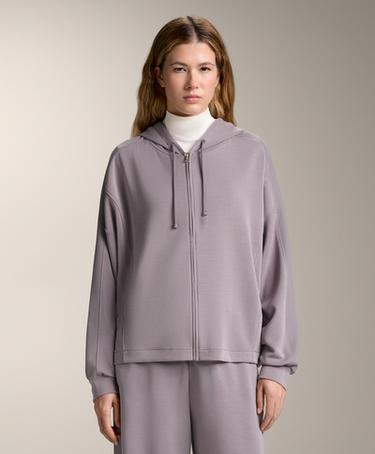 OYSHO Удлиненная куртка с капюшоном и деталью в рубчик из мягкого модала