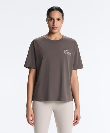 OYSHO T-SHIRT BOXY COM MENSAGEM E MISTURA DE ALGODãO