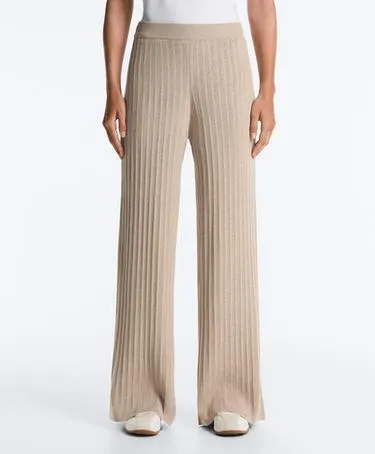 Прямые вязаные брюки в рубчик