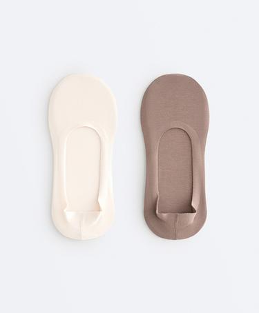 OYSHO Набор из двух пар невидимых носков среднего выреза из ребристого хлопкового смесового материала