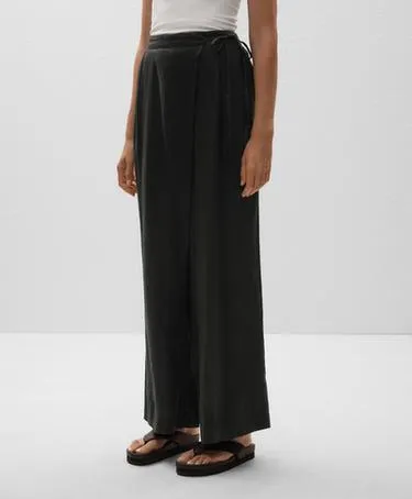 Широкие штаны прямого кроя из 100% льна с перекрестным завязыванием в стиле саронг- Заказать в России