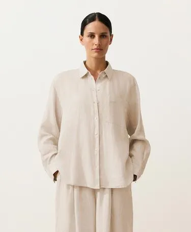 Рубашка из 100% льна в свободном стиле- Заказать в России