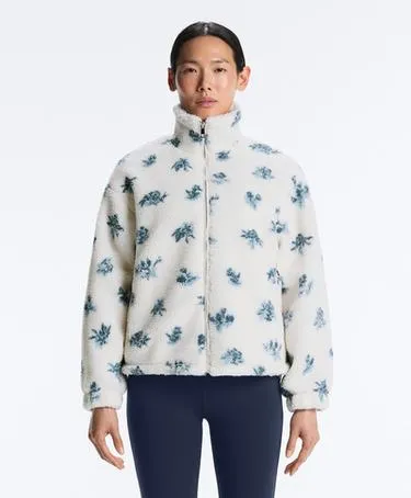 Куртка с подкладкой из меха стриженной овцы с цветочным узором- Заказать в России