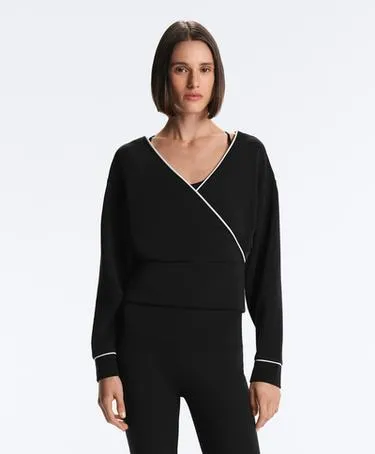 Свитшот с завязками и контрастными оббивками из модала- Заказать в России