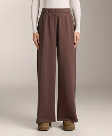 Широкие прямые брюки из ребристого модала с начесом- Заказать в России