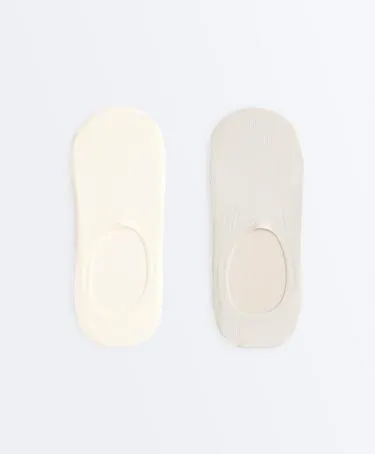 Набор из 2 пар невидимых высоких носков из микрофибры с ребристой текстурой